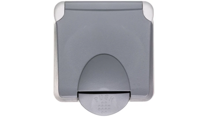 PLEXO55 Gniazdo pojedyncze z/u z klapką szare 069555