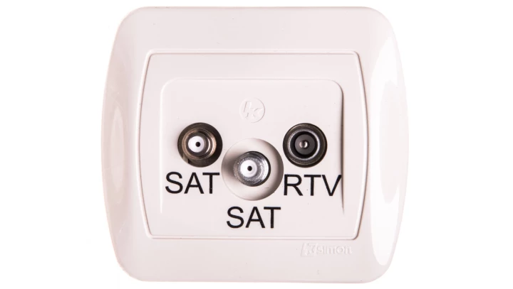 Simon Akord Gniazdo antenowe SAT/SAT/RTV końcowe beżowe AZAR+SAT3.1-P2/12