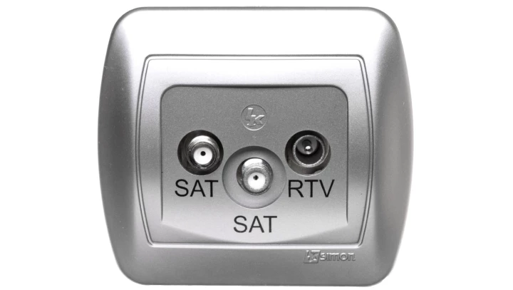 Simon Akord Gniazdo antenowe SAT/SAT/RTV końcowe aluminium metalizowane AZAR+SAT3.1-P2/26