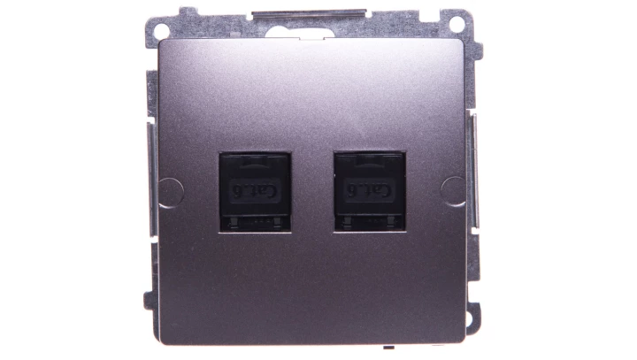 Simon Basic Gniazdo komputerowe podwójne 2xRJ45 kat.6 z przesłoną stal inox BM62.01/21