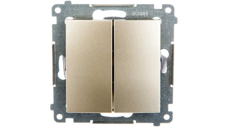 Simon 54 Łącznik bryzgoszczelny świecznikowy IP44, szybkozłącza, złoty mat DU1W DW5B.01/44