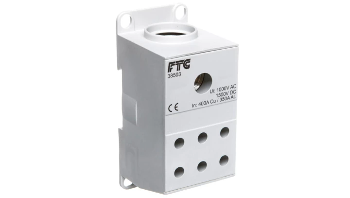 Blok rozdzielczy AL/CU 1-potencjałowy 175A we 1x95-240mm2 wy 1x10-50mm szary AUX38503