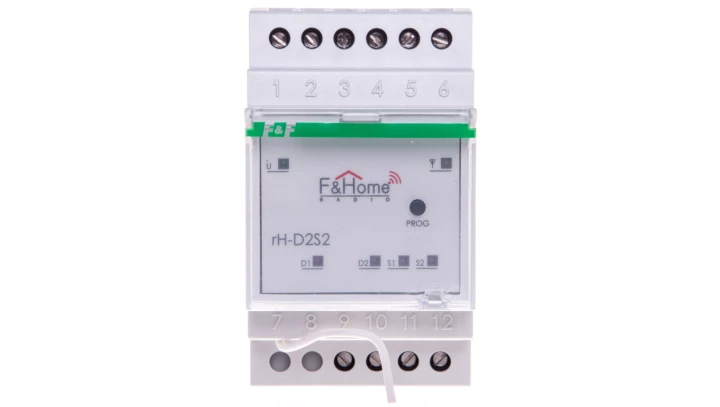 FiHome Radio Ściemniacz dwukanałowy z nadajnikiem dwukanałowym na szynę DIN rH-D2S2