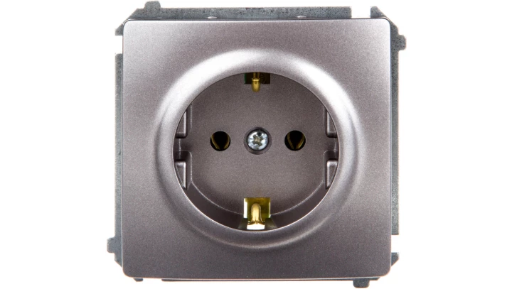 Simon Basic Gniazdo pojedyncze SCHUKO z/u 16A IP20 stal inox BMGSz1.01/21