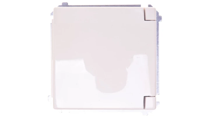 Simon Basic Gniazdo bryzgoszczelne z/u IP44 z przesłoną torów i klapką pełną beżowe BMGZ1Bz.01/12