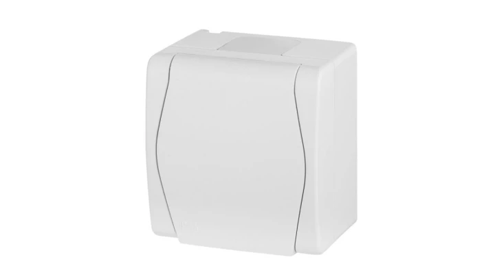 Hermes2 Gniazdo hermetyczne pojedyncze z/u 16A IP44 z klapką pełną białe 1021-00