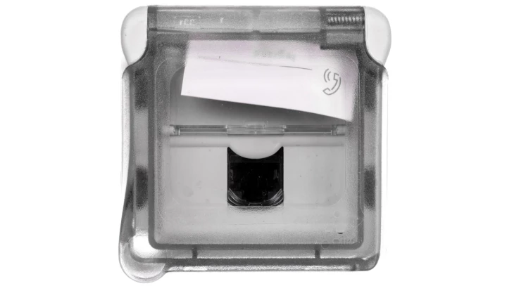 Plexo IP55 Gniazdo hermetyczne komputerowe pojedyncze RJ45 kat.6 FTP z klapką szare/białe 069569