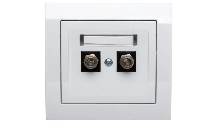 KIER Gniazdo antenowe podwójne typu F białe GPA-2WF/00