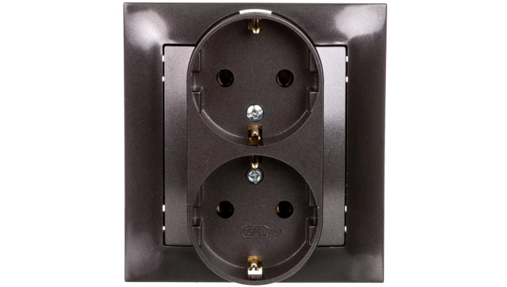 IMPRESJA Gniazdo podwójne z/u Schuko antracyt GP-2YS/50