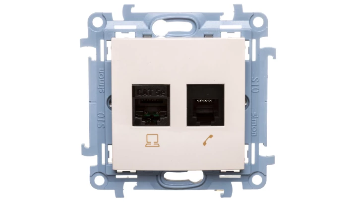 Simon 10 Gniazdo teleinformatyczne RJ45+RJ12 kat.5e kremowe C5T.01/41
