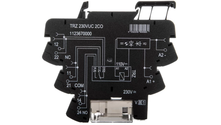 TRZ-230VUC-2CO Przekaźnik interfejsowy DPDT Ucewki: 230VAC,230VDC 8A