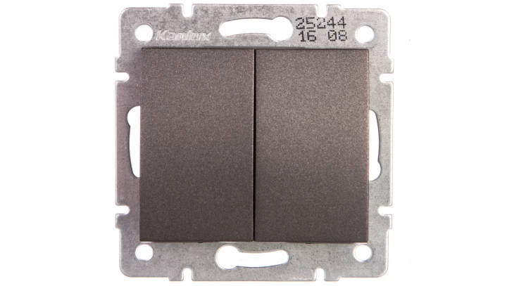 LOGI Łącznik dwugrupowy świecznikowy śrubowy 10AX 250V grafit 021010141 25244