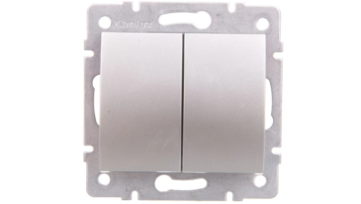 LOGI Łącznik dwugrupowy świecznikowy śrubowy 10AX 250V srebrny 021010143 25185