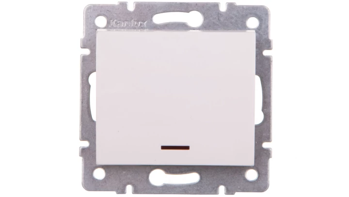 LOGI Łącznik jednobiegunowy z LED śrubowy 10AX 250V biały 021110102 25078