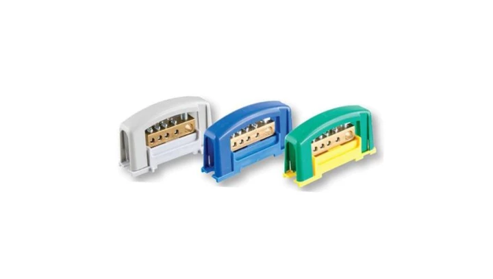 Zacisk ochronny 1x35, 4x16 niebieski z pokrywą na szynę TH35 E.4124P