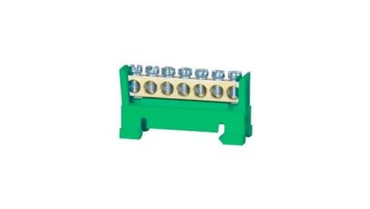 Listwa zaciskowa niska na szynę 7-torowa zielona TH35 E.4020