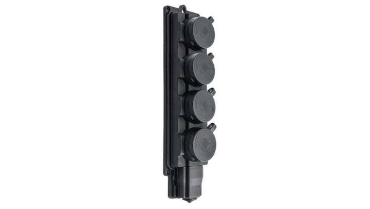 Listwa /rozgałęźnik/ do przedłużacza 4-gniazda z/u Schuko gumowe czarne IP44 D.3159/4-S