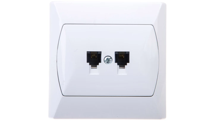 AKCENT Gniazdo telefoniczne podwójne RJ11 równoległe białe GPT-2AR/00