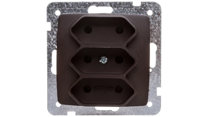 KARO Gniazdo potrójne b/u 2.5A EURO czekoladowy metalik GP-3S/m/40