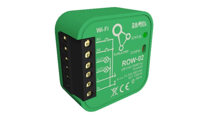 SUPLA Odbiornik dopuszkowy WI-FI 2-kanałowy dwukierunkowy ROW-02 SPL10000003
