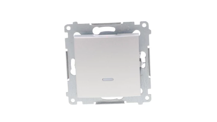 Simon 54 Łącznik jednobiegunowy z sygnalizacją załączenia, szybkozłącza, srebrny mat DW1ZL.01/43