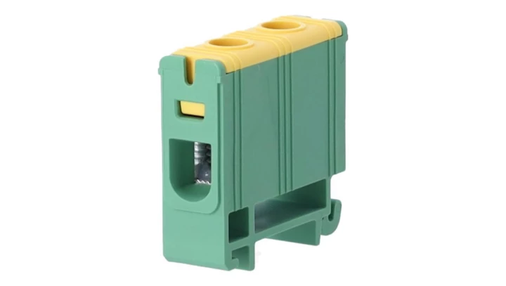 Blok rozdzielczy ‑ odgałęźny 1 ‑ polowy 1,5-16mm2 żółto-zielony montaż płaski FJ-E16/D 85815