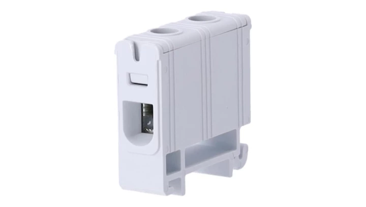 Blok rozdzielczy ‑ odgałęźny 1 ‑ polowy 1,5-16mm2 szary montaż płaski FJ-E16 85813