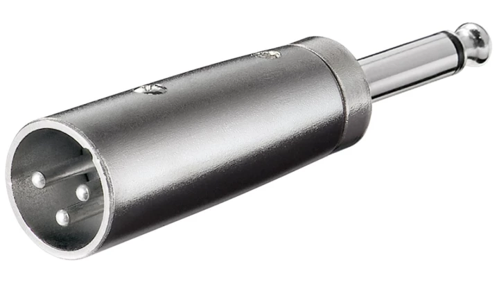 Adapter XLR, wtyk jack AUX mono 6,35 mm na wtyk XLR