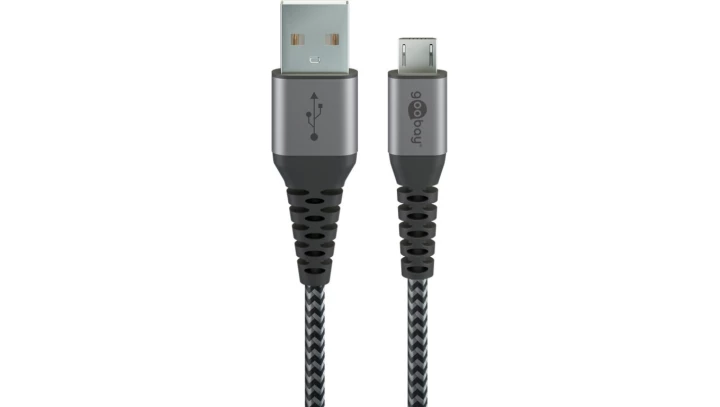 Kabel Micro USB do USB-A tekstylny z wtyczkami metalowymi 1 m 49282