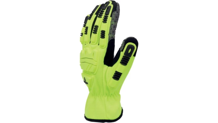 Rękawice udarowe, wielozadaniowe, doskonała chwytność dzięki wypustkom z PVC, kolor żółty, rozmiar 9, VV906JA09