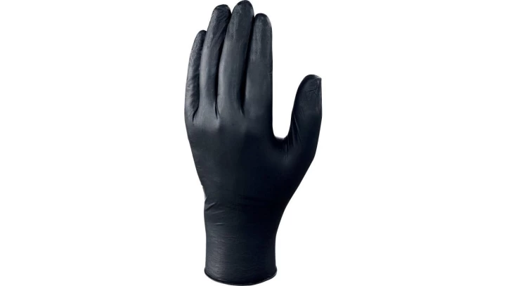 RĘKAWICE JEDNORAZOWE Z NITRYLU, NIEPUDROWANE, OPAKOWANIE 100, CZARNE, ROZMIAR 8/9, V1460B10008