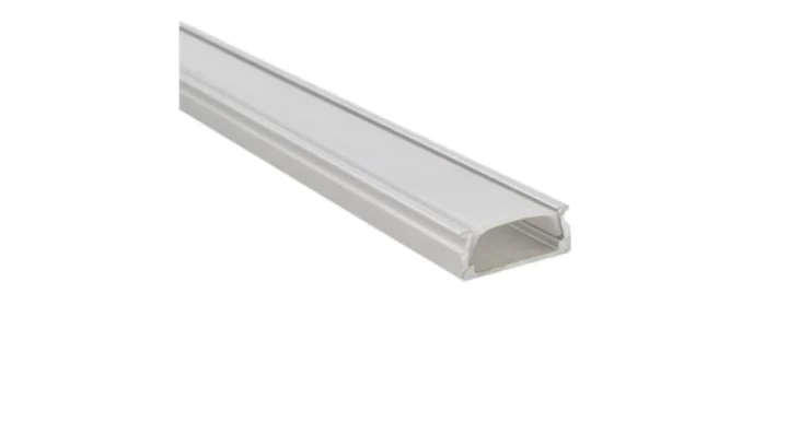 Profil LED natynkowy anod. aluminiowy 2m z kloszem, zaślepkami i uchwytami, dla taśm do 10mm