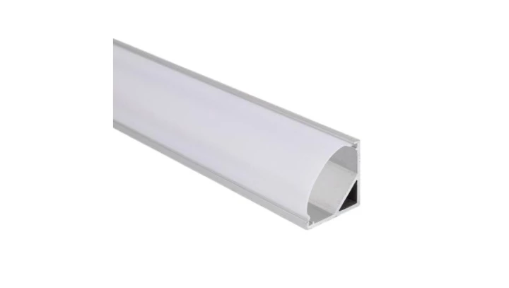 Profil LED kątowy anod. aluminium 2m z kloszem, zaślepkami i uchwytami, dla taśm do 10mm