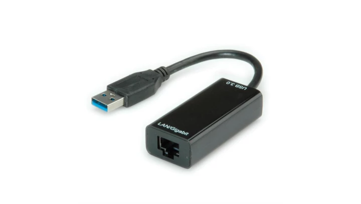 Adapter sieciowy USB 3.0 A / Gigabit Ethernet RJ45 8p8c (wtyk / gniazdo) srebrny 12cm