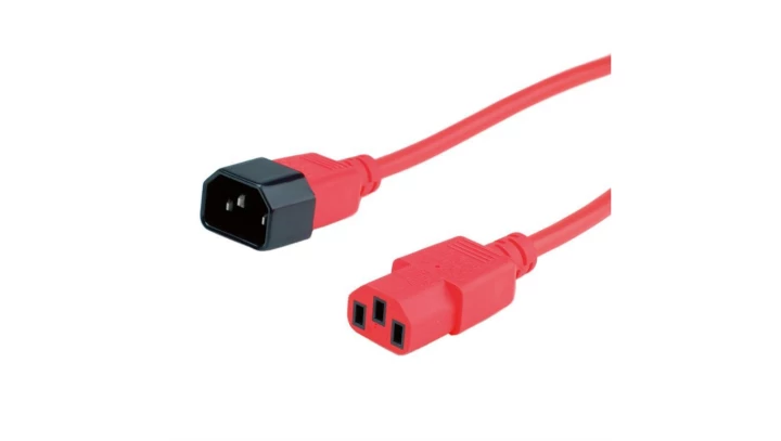 Przedłużacz zasilający 230V IEC320 C14/ C13 0,8m czerwony
