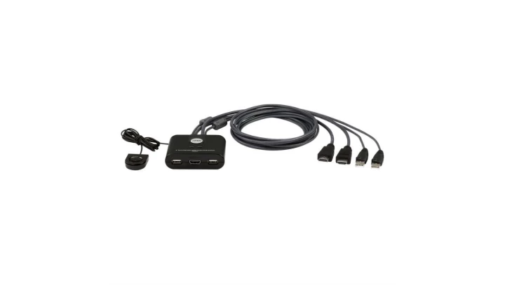 Przełącznik KVM 2-portowy Switch 2x (wtyki USB + HDMI) / gniazda 2xUSB + HDMI czarny 1,2m ATEN CS22HF