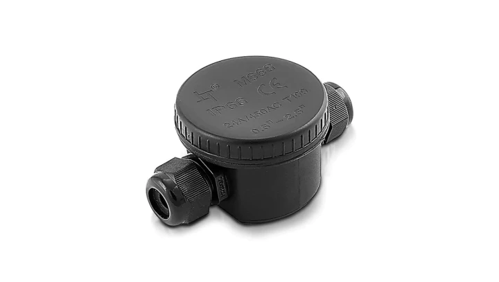 Mufa kablowa z dławikami na kable do 3x2,5mm2 hermetyczna IP66 UV prosta okrągła czarna V-TAC