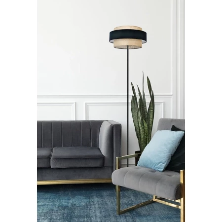 Lampa podłogowa na E27 czarna z podwójnym abażurem GATO K-5235 Kaja Lighting