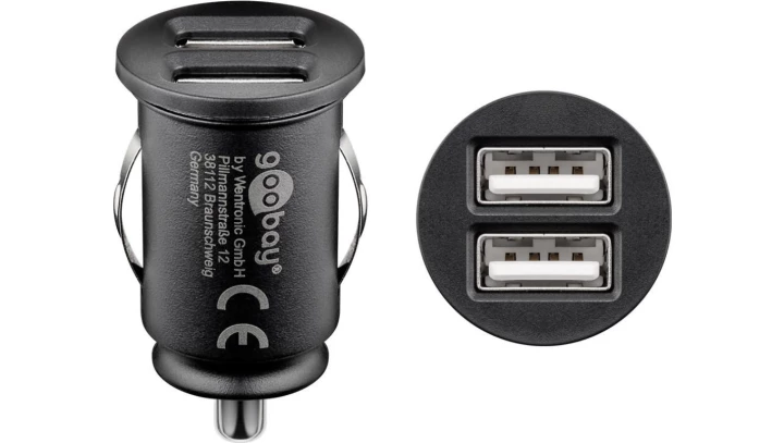 Ładowarka samochodowa Dual-USB (2xUSB) 12W max.2.4A (12/24V) 2xUSB 44177