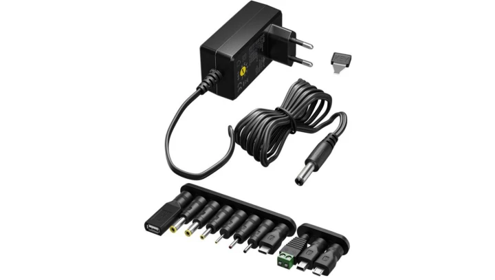 Zasilacz uniwersalny 3V-12V, maks. 12W 1A, 11 adapterów, 64568