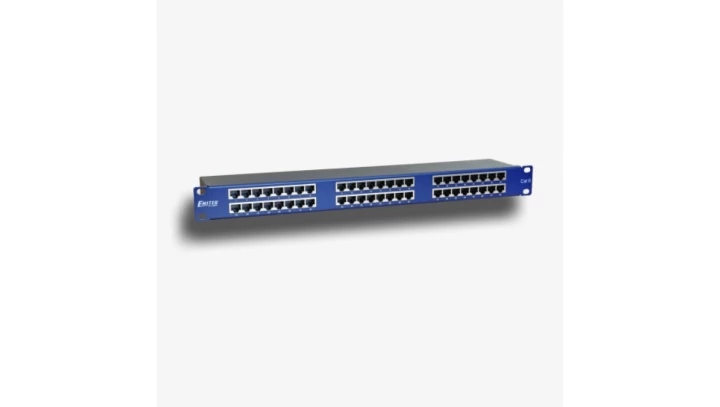 Panel 19, 48 x RJ45 STP kat. 6 (1U) z półką, niebieski DCN/3012IPRL48S-C6-1U