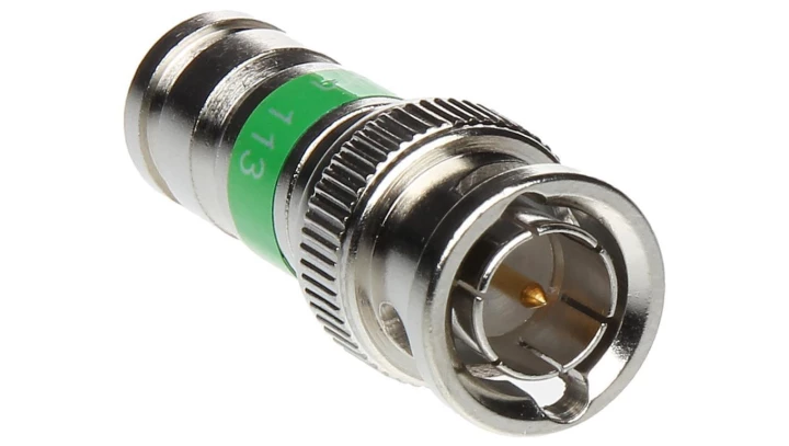 Wtyk koncentryczny BNC 75ohm kompresyjny zielony MASTER na przewód Triset-113