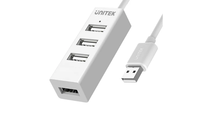 UNITEK Hub USB 2.0 A pasywny na 4 porty USB A biały na kablu 0,1m