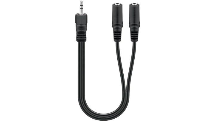 Kabel audio adapter rozdzielacz 3,5mm, 1 wtyk 2 gniazda stereo, czarny 50464