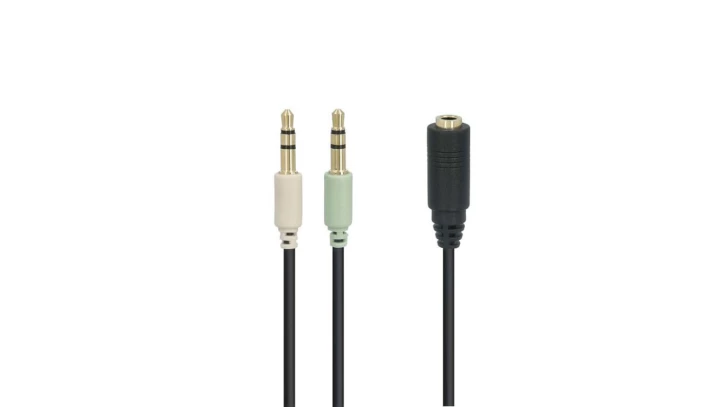 Przewód adapter /słuchawki + mikrofon/ jack 4pin / 2x jack 3pin 0,4m 48980