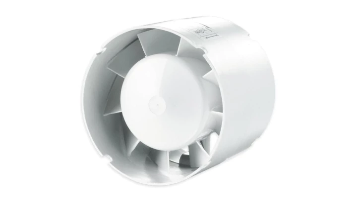 Wentylator kanałowy fi 125 230V 16W 190m3/h 38dB o przepływie mieszanym z timerem biały 125VKO1T
