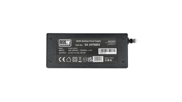 Zasilacz led wtyczkowy 60W 12VDC 5A ip20 desktop EA 10750D3