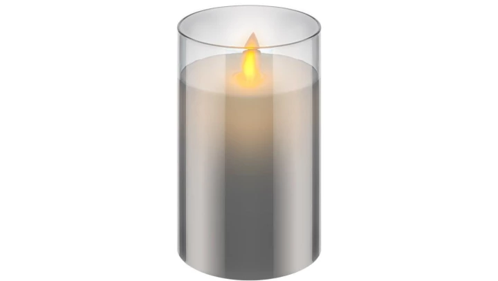 Świeca LED z prawdziwego wosku w szkle, 7,5 x 12,5 cm, szara 60371
