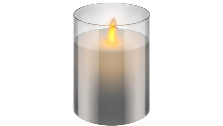Świeca LED z prawdziwego wosku w szkle, 7,5 x 10 cm, szara 60370