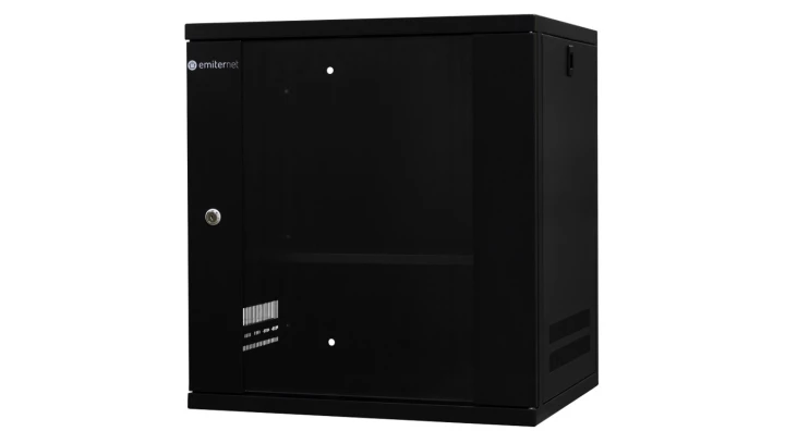 Szafa wisząca lekka niedzielona 19 12U, drzwi blacha/szkło, ściągane osłony boczne, 550×450×590 szer./gł./wys. mm RAL: 9004, w